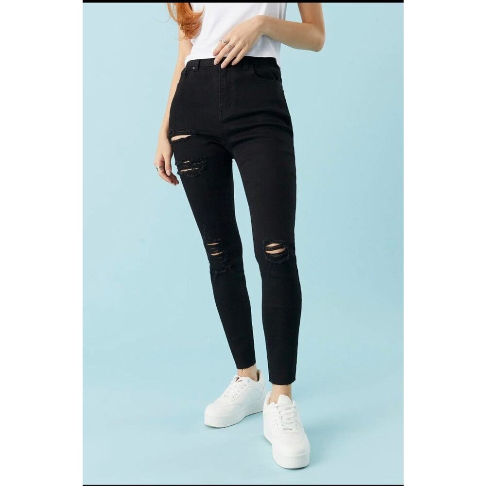 Refuge ripped skinny jeans black women's size 2